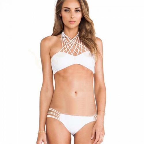 White Crisscross Bikini Set